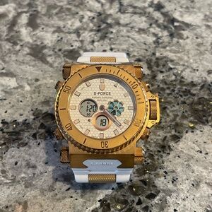 Gold and White Men's Watch